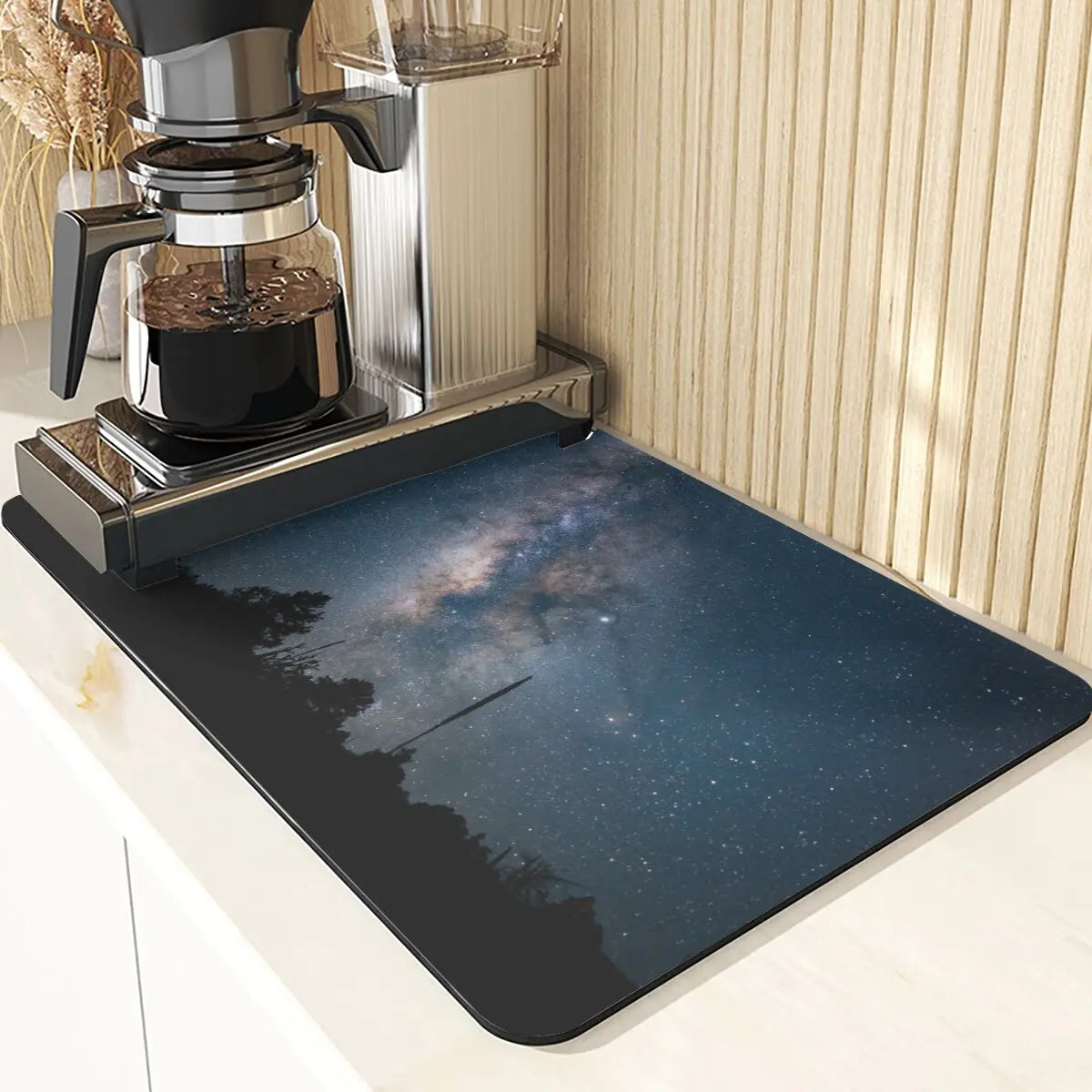 Night Sky Style Coffee Cup Mat Non-Slip Mat Coaster Tiny Spot Pattern Placemats For Table Mat Absorbent Drying Mat For Kitchen