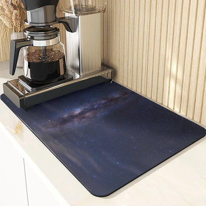 Night Sky Style Coffee Cup Mat Non-Slip Mat Coaster Tiny Spot Pattern Placemats For Table Mat Absorbent Drying Mat For Kitchen