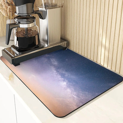 Night Sky Style Coffee Cup Mat Non-Slip Mat Coaster Tiny Spot Pattern Placemats For Table Mat Absorbent Drying Mat For Kitchen