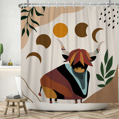 Nordic Abstract Art Boho Shower Curtain Waterproof Polyester Bath Curtains Tropical Leaves Palm Curtains For Bathroom Decor