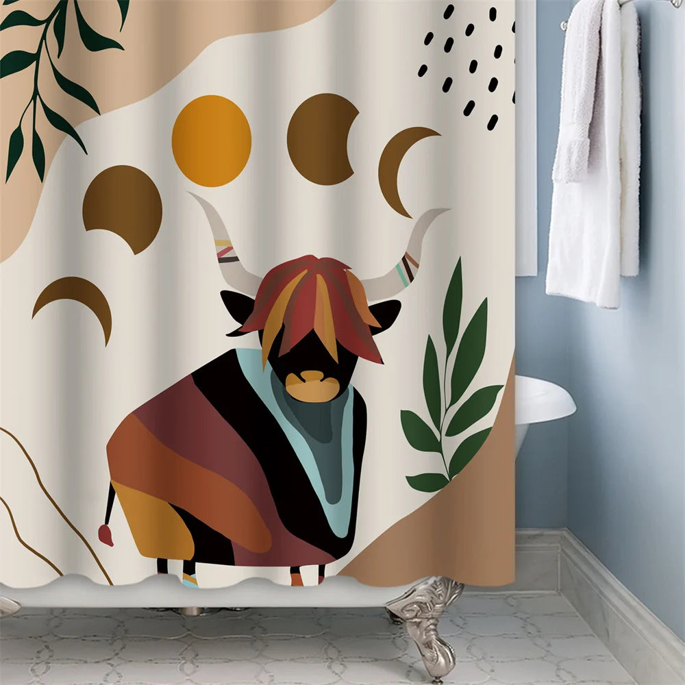 Nordic Abstract Art Boho Shower Curtain Waterproof Polyester Bath Curtains Tropical Leaves Palm Curtains For Bathroom Decor