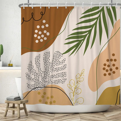 Nordic Abstract Art Boho Shower Curtain Waterproof Polyester Bath Curtains Tropical Leaves Palm Curtains For Bathroom Decor