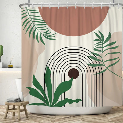 Nordic Abstract Art Boho Shower Curtain Waterproof Polyester Bath Curtains Tropical Leaves Palm Curtains For Bathroom Decor