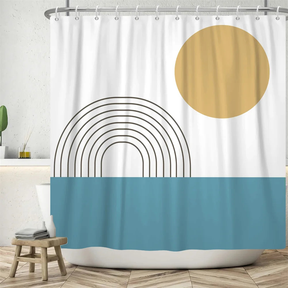 Nordic Abstract Art Boho Shower Curtain Waterproof Polyester Bath Curtains Tropical Leaves Palm Curtains For Bathroom Decor