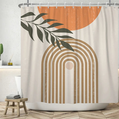 Nordic Abstract Art Boho Shower Curtain Waterproof Polyester Bath Curtains Tropical Leaves Palm Curtains For Bathroom Decor