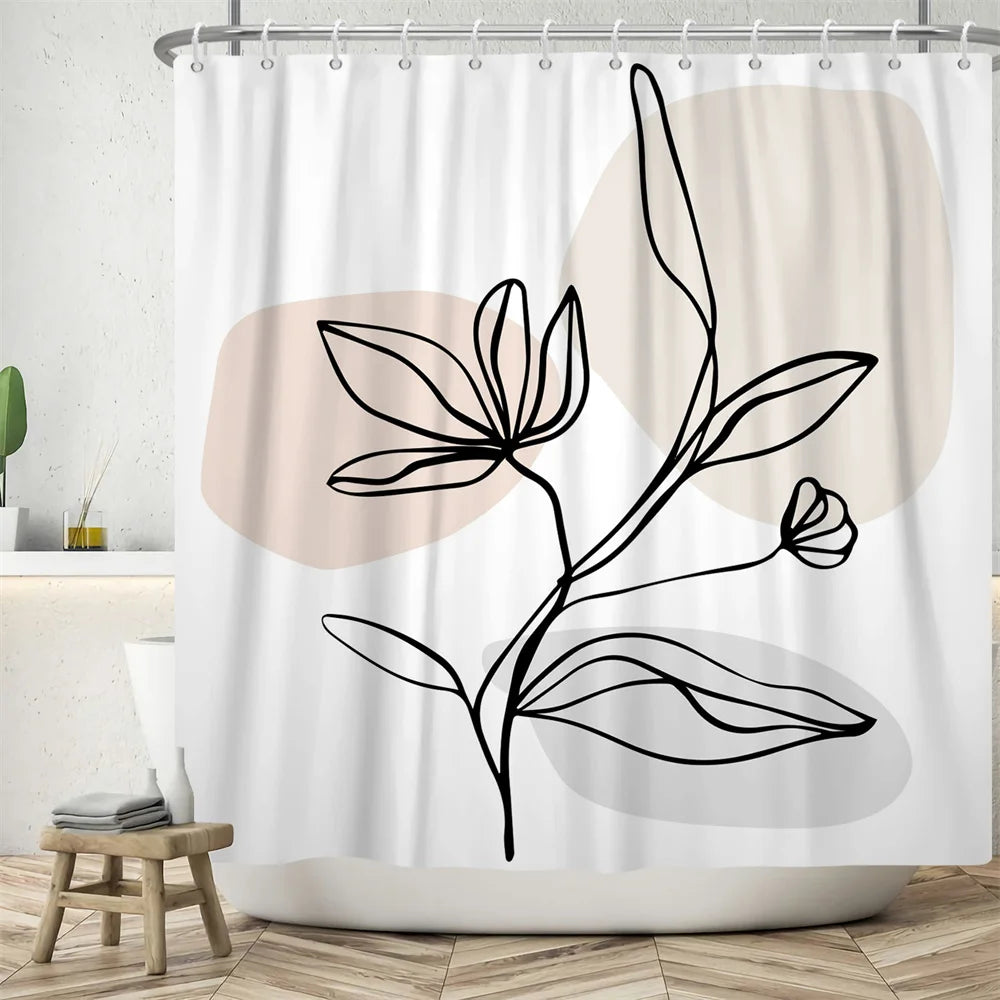 Nordic Abstract Art Boho Shower Curtain Waterproof Polyester Bath Curtains Tropical Leaves Palm Curtains For Bathroom Decor