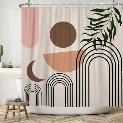 Nordic Abstract Art Boho Shower Curtain Waterproof Polyester Bath Curtains Tropical Leaves Palm Curtains For Bathroom Decor