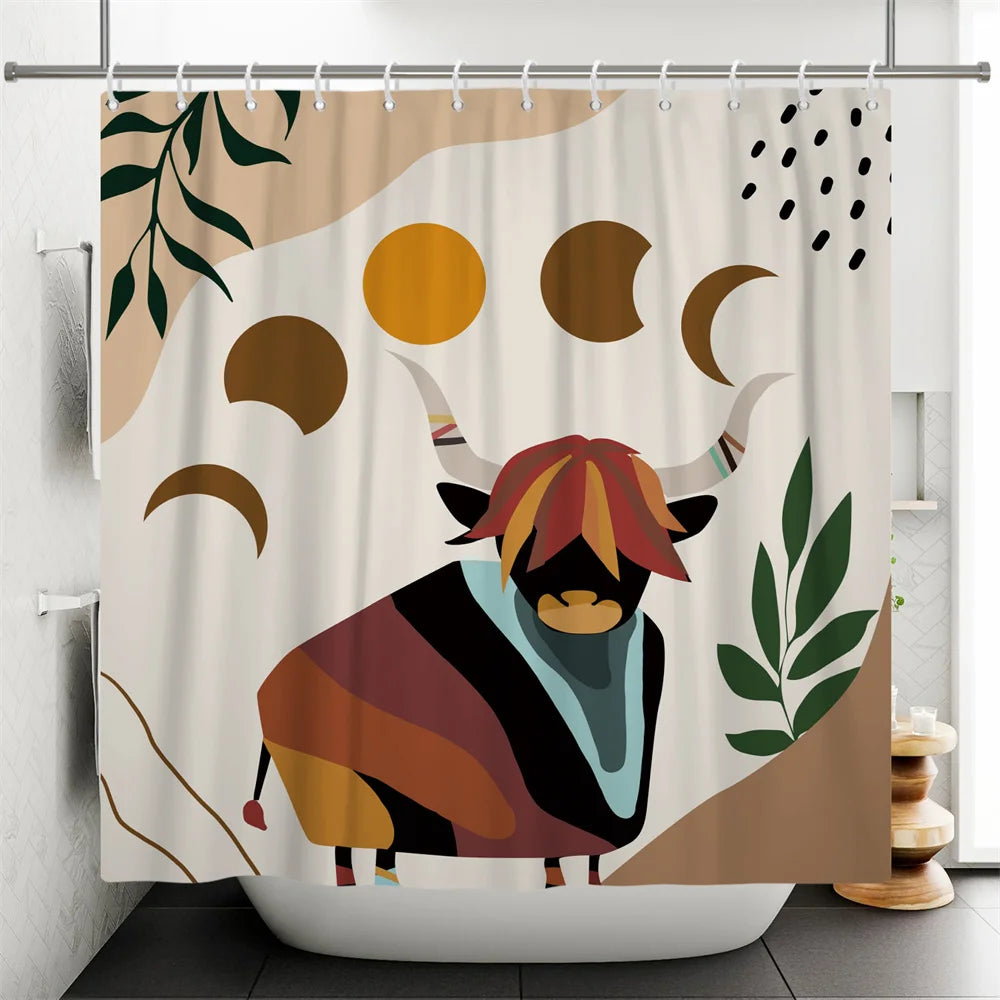 Nordic Abstract Art Boho Shower Curtain Waterproof Polyester Bath Curtains Tropical Leaves Palm Curtains For Bathroom Decor