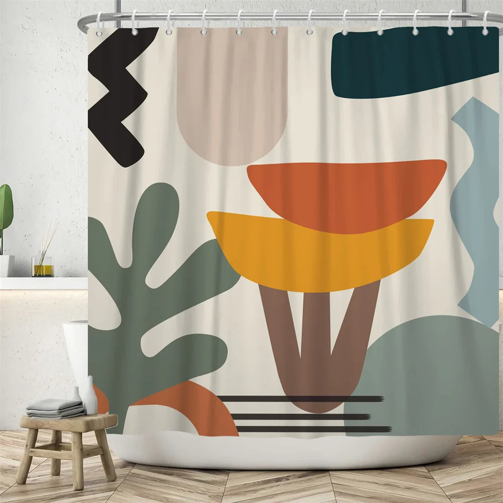 Nordic Abstract Art Boho Shower Curtain Waterproof Polyester Bath Curtains Tropical Leaves Palm Curtains For Bathroom Decor