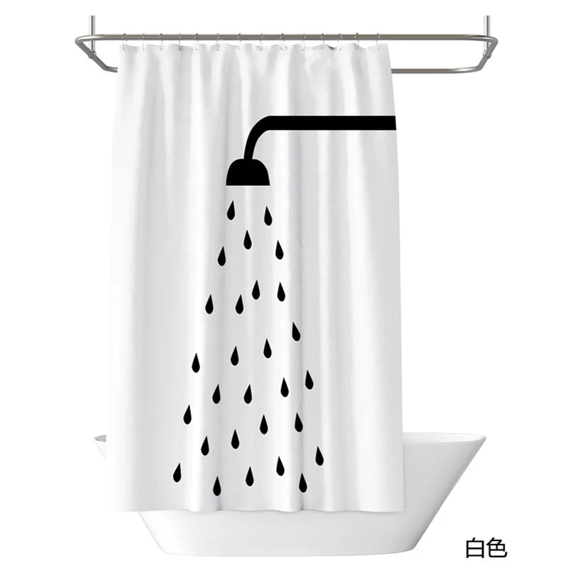 Nordic Modern Minimalist Polyester Waterproof Shower Curtain Cloth Partition Shower Curtain Bathroom Supplies To Send 12 Hooks