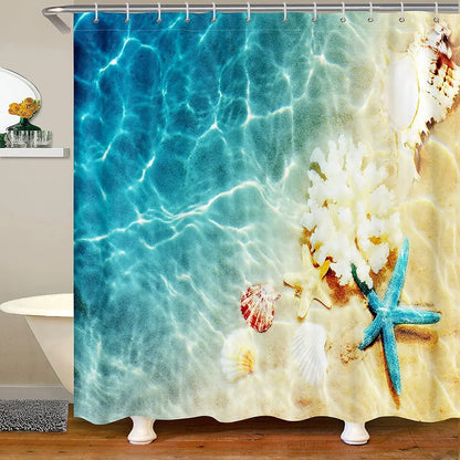 Ocean Shower Curtain Set Tropical Seascape Bright Sunshine Through Deep Blue Sea View Underwater Bathroom Shower Curtains Set