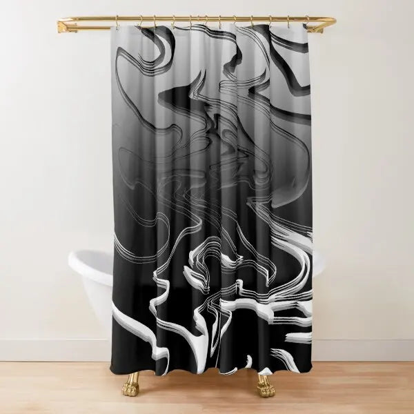Ombre White and Black Minimal Shower Curtain Polyester Waterproof Modern Bathroom Curtains Machine Wash Bath Curtains with Hooks