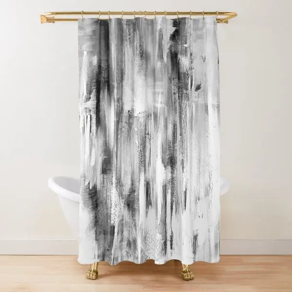 Ombre White and Black Minimal Shower Curtain Polyester Waterproof Modern Bathroom Curtains Machine Wash Bath Curtains with Hooks