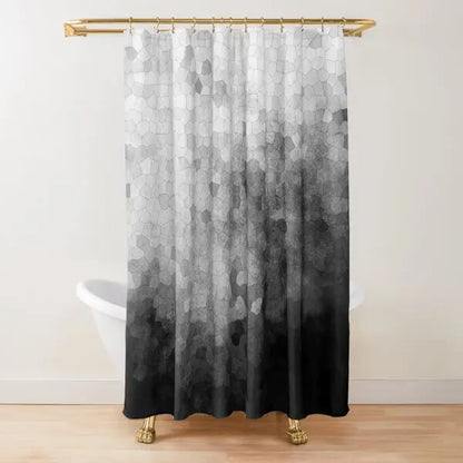 Ombre White and Black Minimal Shower Curtain Polyester Waterproof Modern Bathroom Curtains Machine Wash Bath Curtains with Hooks