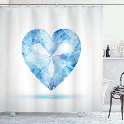 Pearls Shower Curtain,Diamonds Stones and Pearls Hanging Necklace Bridal Wedding Theme Waterproof Fabric Bathroom Curtains,Hooks
