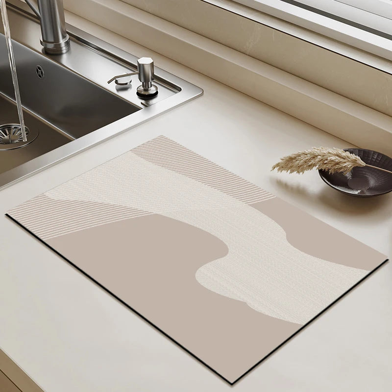 Placemat for Dining Table Absorbent Tableware Mat Dish Drying Mat Rubber Drain Pad Heat Resistant Countertop Mat Home Decoration