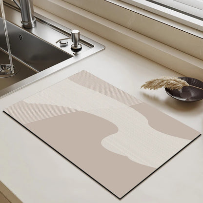 Placemat for Dining Table Absorbent Tableware Mat Dish Drying Mat Rubber Drain Pad Heat Resistant Countertop Mat Home Decoration
