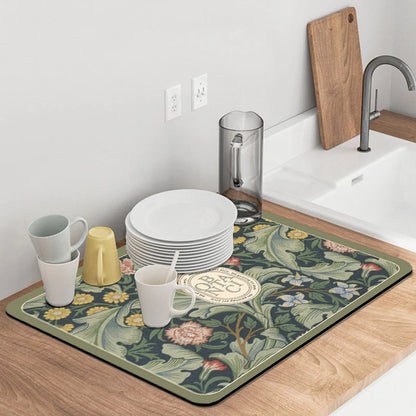 Placemat for Dining Table Absorbent Tableware Mat Dish Drying Mat Rubber Drain Pad Heat Resistant Countertop Mat Home Decoration