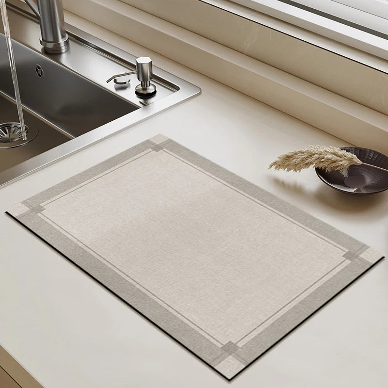 Placemat for Dining Table Absorbent Tableware Mat Dish Drying Mat Rubber Drain Pad Heat Resistant Countertop Mat Home Decoration