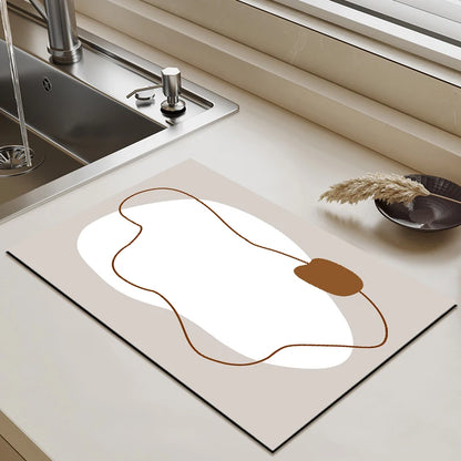Placemat for Dining Table Absorbent Tableware Mat Dish Drying Mat Rubber Drain Pad Heat Resistant Countertop Mat Home Decoration