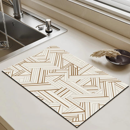 Placemat for Dining Table Absorbent Tableware Mat Dish Drying Mat Rubber Drain Pad Heat Resistant Countertop Mat Home Decoration