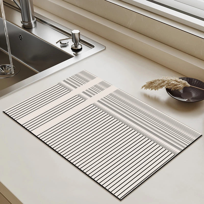 Placemat for Dining Table Absorbent Tableware Mat Dish Drying Mat Rubber Drain Pad Heat Resistant Countertop Mat Home Decoration