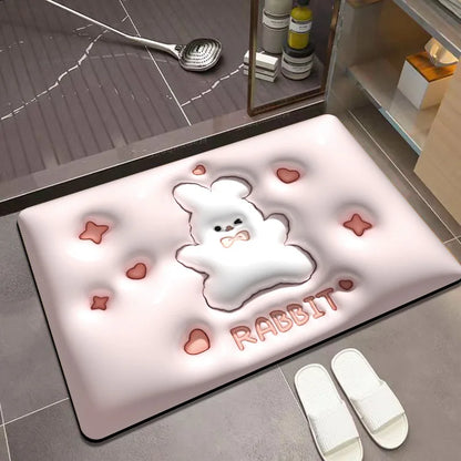 3D Cartoon Dilate Floret Diatom Carpet Toilet Door Entrance Bathroom Absorbent Anti-slip Soft Diatom Mud Floor Mat