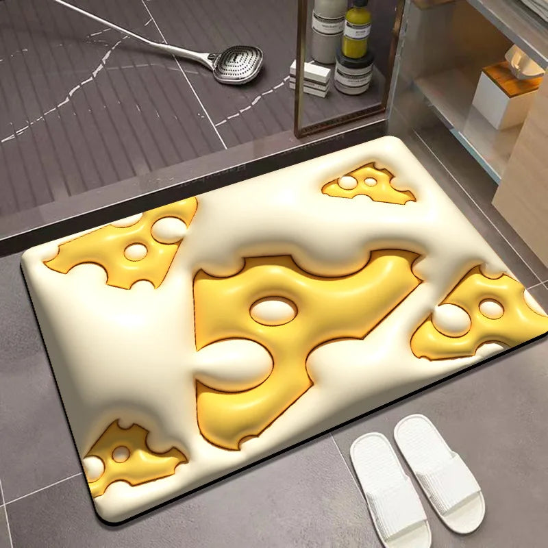 3D Cartoon Dilate Floret Diatom Carpet Toilet Door Entrance Bathroom Absorbent Anti-slip Soft Diatom Mud Floor Mat