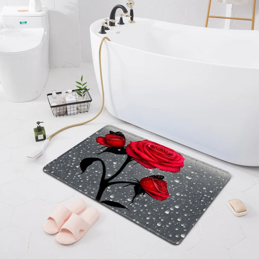 Rose Bathroom Foot Mat Home Hallway Entrance Doormat Bedroom Floor Decoration Carpet Bath Door Shower Room Bathtub Anti-Slip Rug