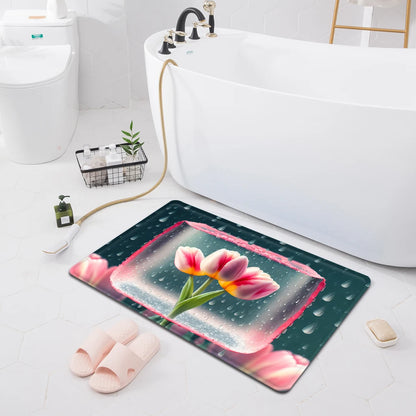 Rose Bathroom Foot Mat Home Hallway Entrance Doormat Bedroom Floor Decoration Carpet Bath Door Shower Room Bathtub Anti-Slip Rug
