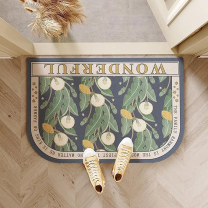 Semicircle Absorbent Shower Bath Mat Quick Drying Non-slip Bathroom Rug Soft Diatom Mud Bath Mat Country Style Home Decor Carpet
