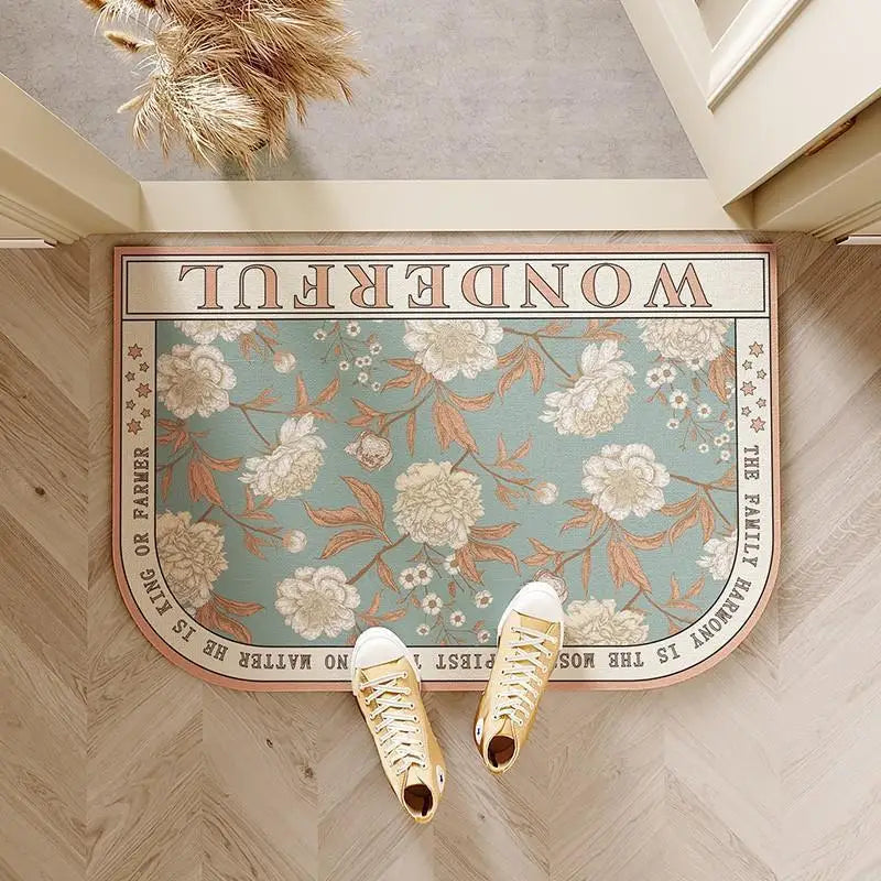 Semicircle Absorbent Shower Bath Mat Quick Drying Non-slip Bathroom Rug Soft Diatom Mud Bath Mat Country Style Home Decor Carpet