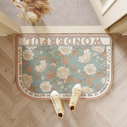 Semicircle Absorbent Shower Bath Mat Quick Drying Non-slip Bathroom Rug Soft Diatom Mud Bath Mat Country Style Home Decor Carpet
