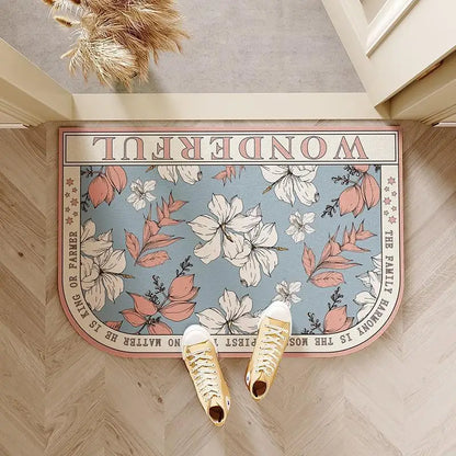 Semicircle Absorbent Shower Bath Mat Quick Drying Non-slip Bathroom Rug Soft Diatom Mud Bath Mat Country Style Home Decor Carpet