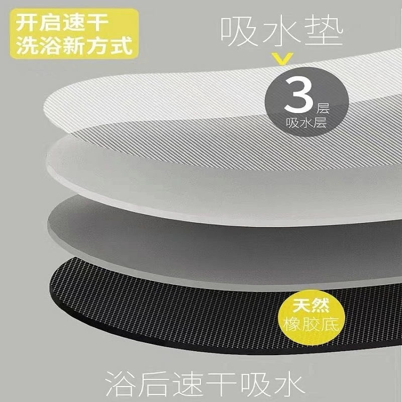 Semicircle Absorbent Shower Bath Mat Quick Drying Non-slip Bathroom Rug Soft Diatom Mud Bath Mat Country Style Home Decor Carpet
