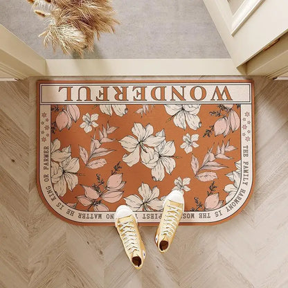 Semicircle Absorbent Shower Bath Mat Quick Drying Non-slip Bathroom Rug Soft Diatom Mud Bath Mat Country Style Home Decor Carpet