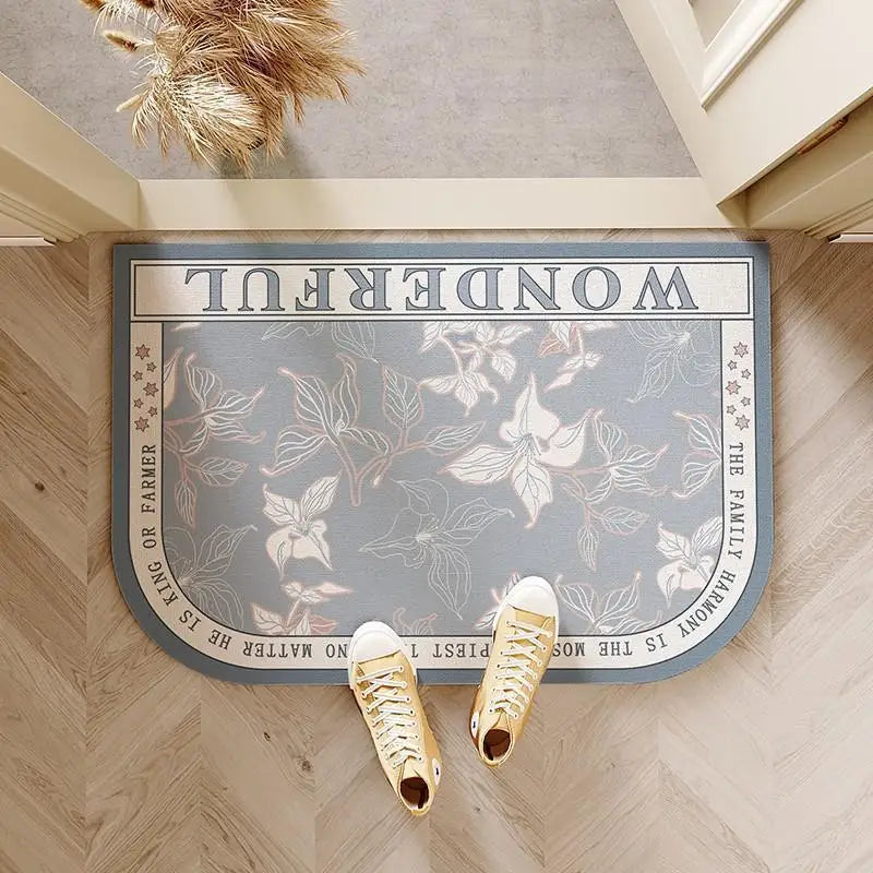 Semicircle Absorbent Shower Bath Mat Quick Drying Non-slip Bathroom Rug Soft Diatom Mud Bath Mat Country Style Home Decor Carpet
