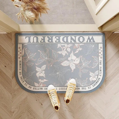 Semicircle Absorbent Shower Bath Mat Quick Drying Non-slip Bathroom Rug Soft Diatom Mud Bath Mat Country Style Home Decor Carpet