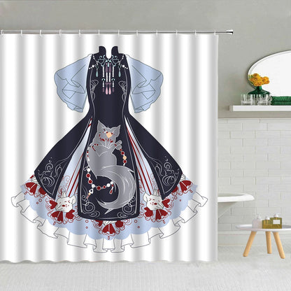 Sexy Red Lips Shower Curtain Mysterious Woman Perfume Bottle Lipstick High Heel Girl Bath Decor Waterproof Fabric Hooks Curtains