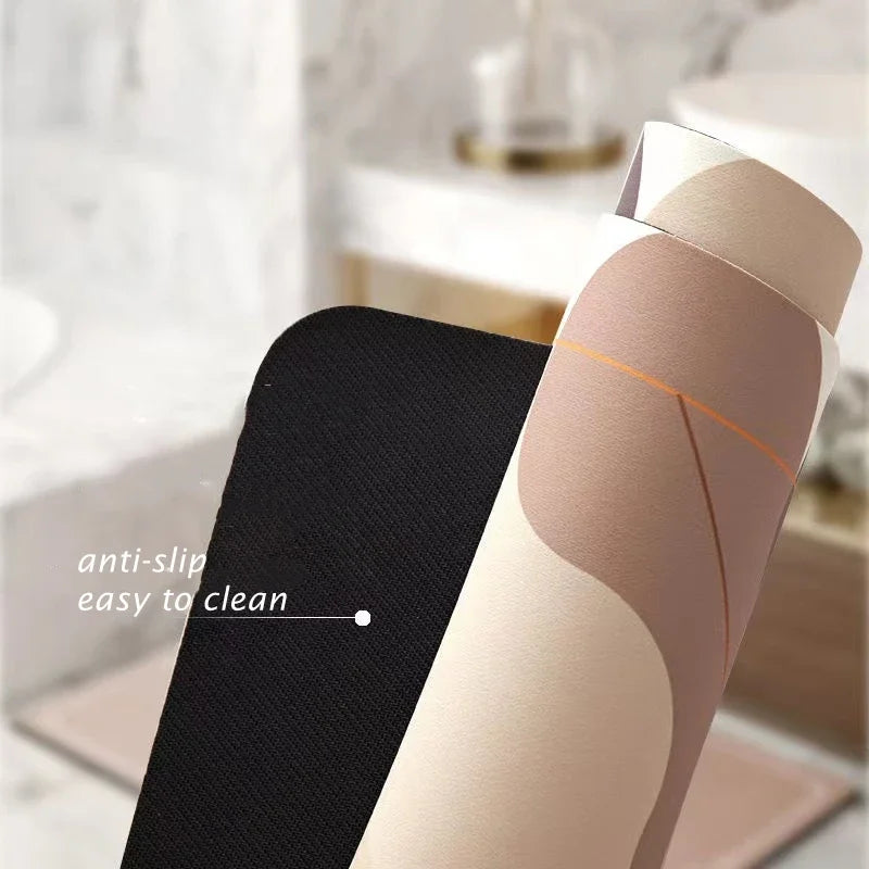 Shower Room Anti Slip Soft Pad Curved Mud Absorbent Pad Bathroom Floor Mat Fan Shaped Foot Pad Bathroom Quick Drying Door Mat