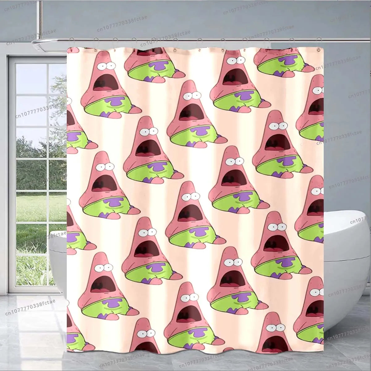 Sponge-bob Cartoon Shower Curtain Cute Animated Pattern Shower Curtain Kid's Bathroom Decoration Shower Curtain Birthday Gift