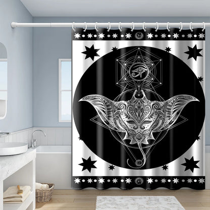 Sun Moon Stars Decorative Pattern Shower Curtains Bathroom Curtain Frabic Waterproof Polyester Bath Curtain with Hooks