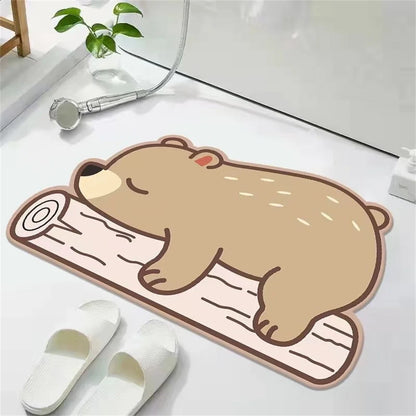 Super Absorbent Cartoon Bath Mat Anti-skid Bath Rug Instant Drying Floor Carpet Home Shower Proof Anti-Slip Bathroom Foot Mat