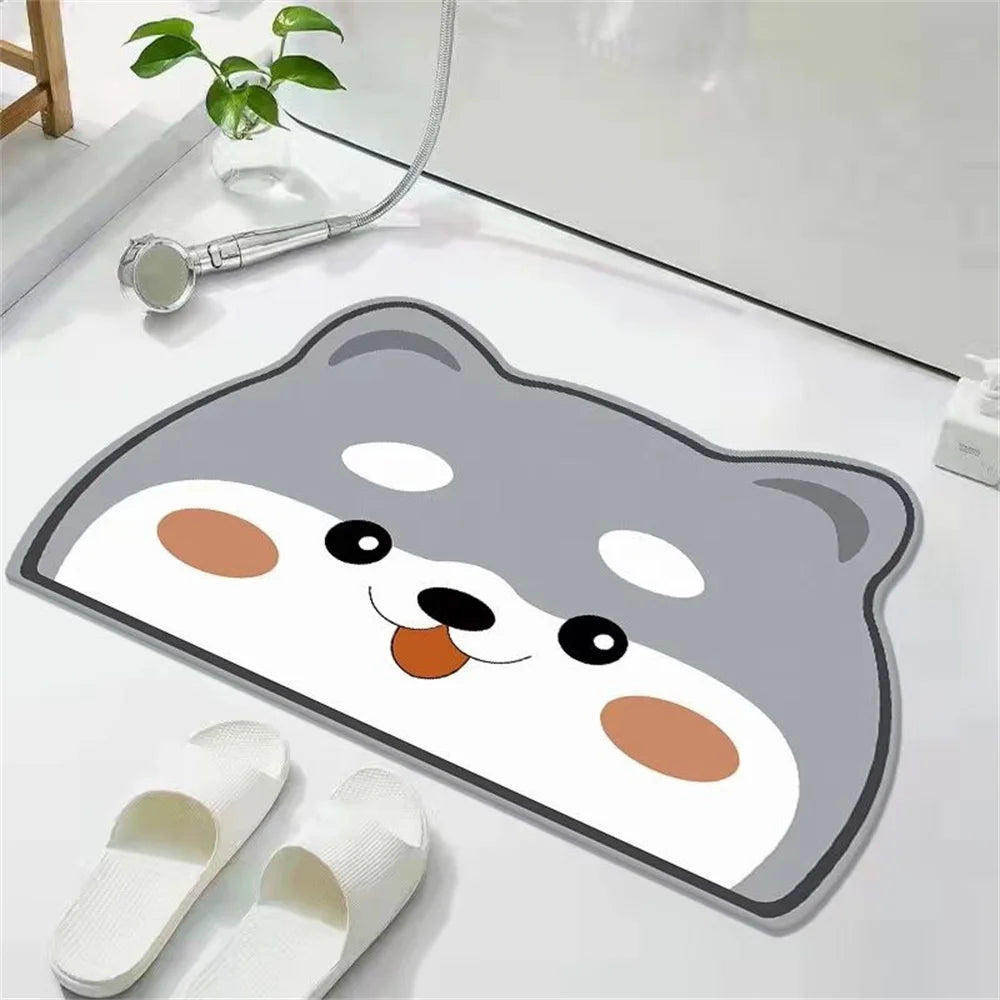 Super Absorbent Cartoon Bath Mat Anti-skid Bath Rug Instant Drying Floor Carpet Home Shower Proof Anti-Slip Bathroom Foot Mat
