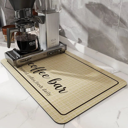 Super Absorbent Coffee Mat Draining Coffee Dish Drying Mat Quick Dry Bathroom Tableware Hide Stain Rubber Backed Absorbent Mat