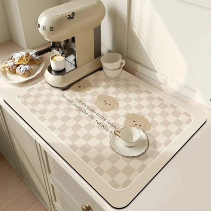 Super Absorbent Coffee Mat Draining Coffee Dish Drying Mat Quick Dry Bathroom Tableware Hide Stain Rubber Backed Absorbent Mat