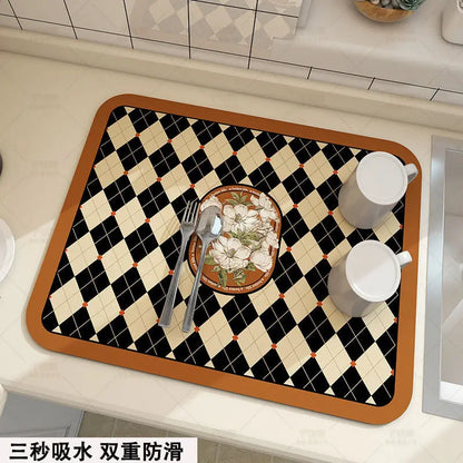 Super Absorbent Coffee Mat Draining Coffee Dish Drying Mat Quick Dry Bathroom Tableware Hide Stain Rubber Backed Absorbent Mat