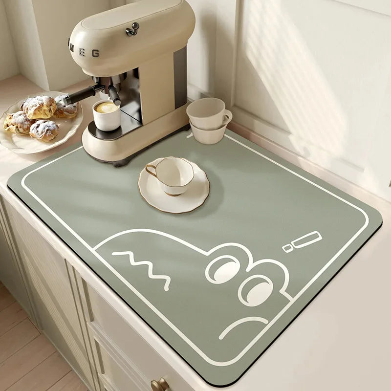 Super Absorbent Coffee Mat Draining Coffee Dish Drying Mat Quick Dry Bathroom Tableware Hide Stain Rubber Backed Absorbent Mat