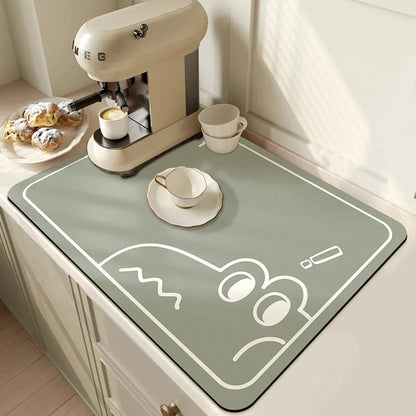 Super Absorbent Coffee Mat Draining Coffee Dish Drying Mat Quick Dry Bathroom Tableware Hide Stain Rubber Backed Absorbent Mat