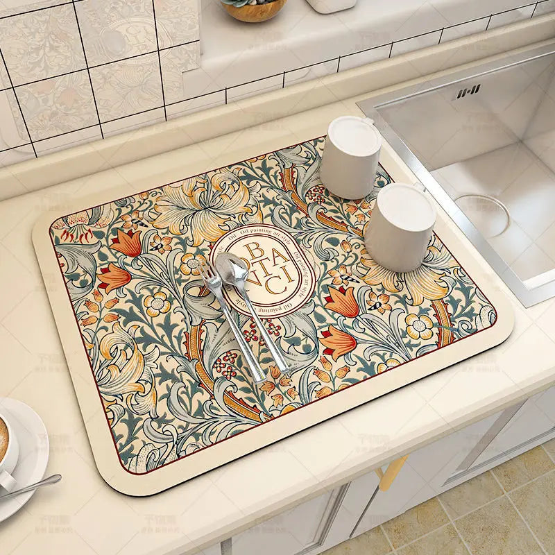 Super Absorbent Coffee Mat Draining Coffee Dish Drying Mat Quick Dry Bathroom Tableware Hide Stain Rubber Backed Absorbent Mat